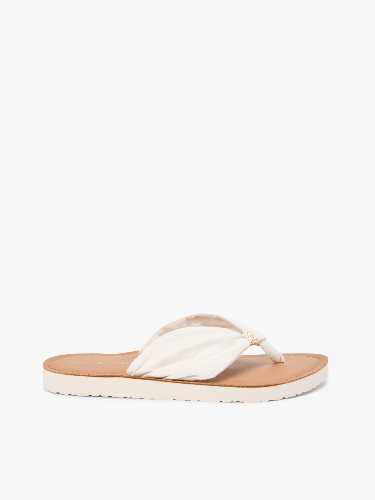 TH Monogram Plaque Hemp Flip-Flops — Beige