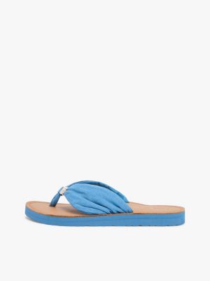 blue th monogram plaque hemp flip-flops for women tommy hilfiger