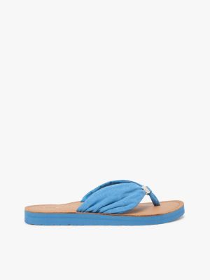 blue th monogram plaque hemp flip-flops for women tommy hilfiger