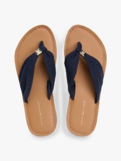 TH Monogram Plaque Hemp Flip-Flops — Blue 3