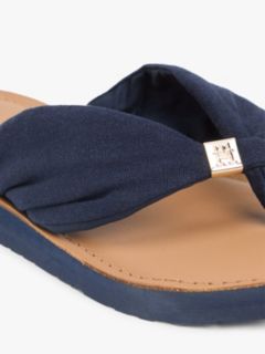 TH Monogram Plaque Hemp Flip-Flops — Blue 6