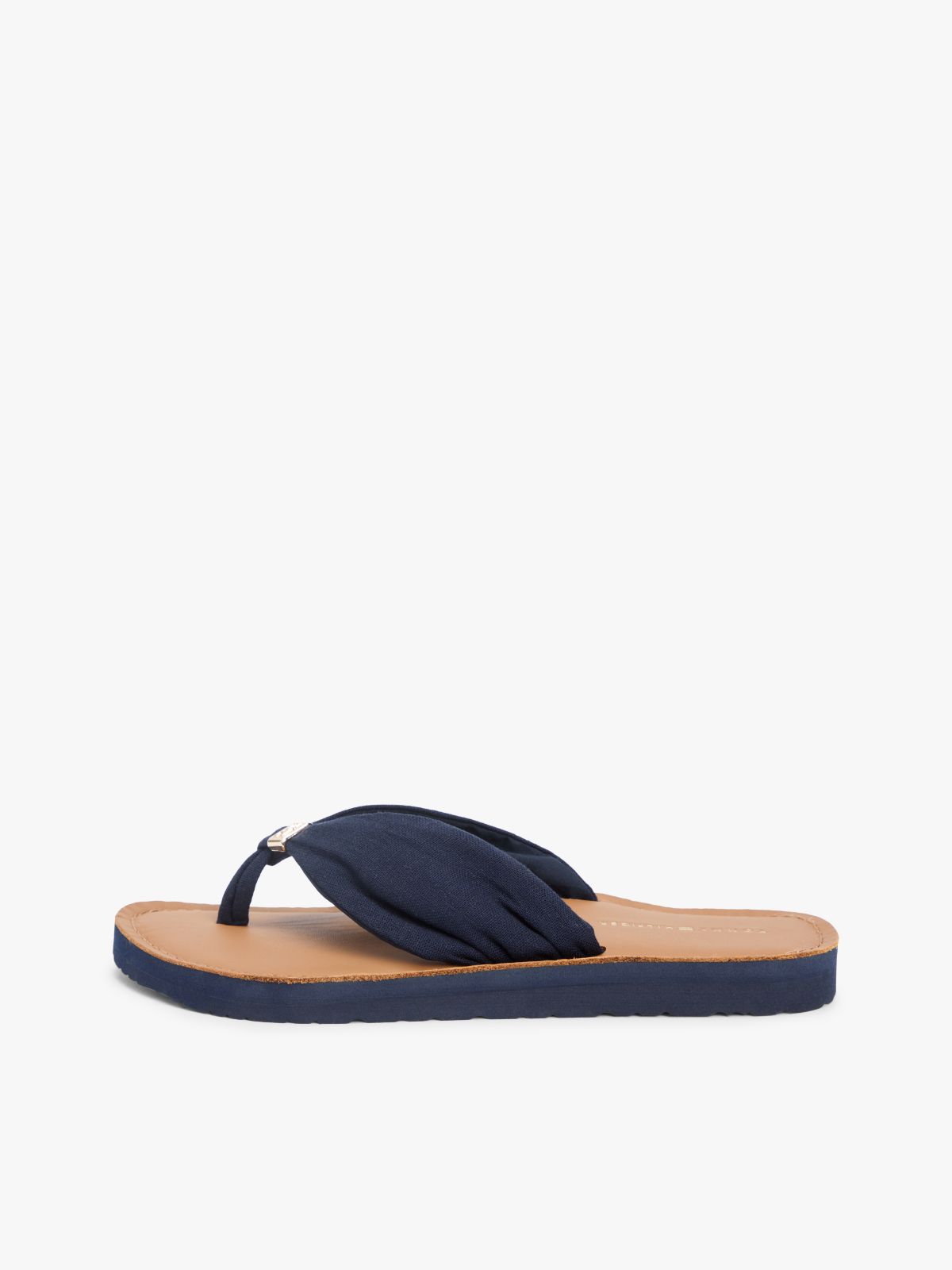 TH Monogram Plaque Hemp Flip-Flops — Blue