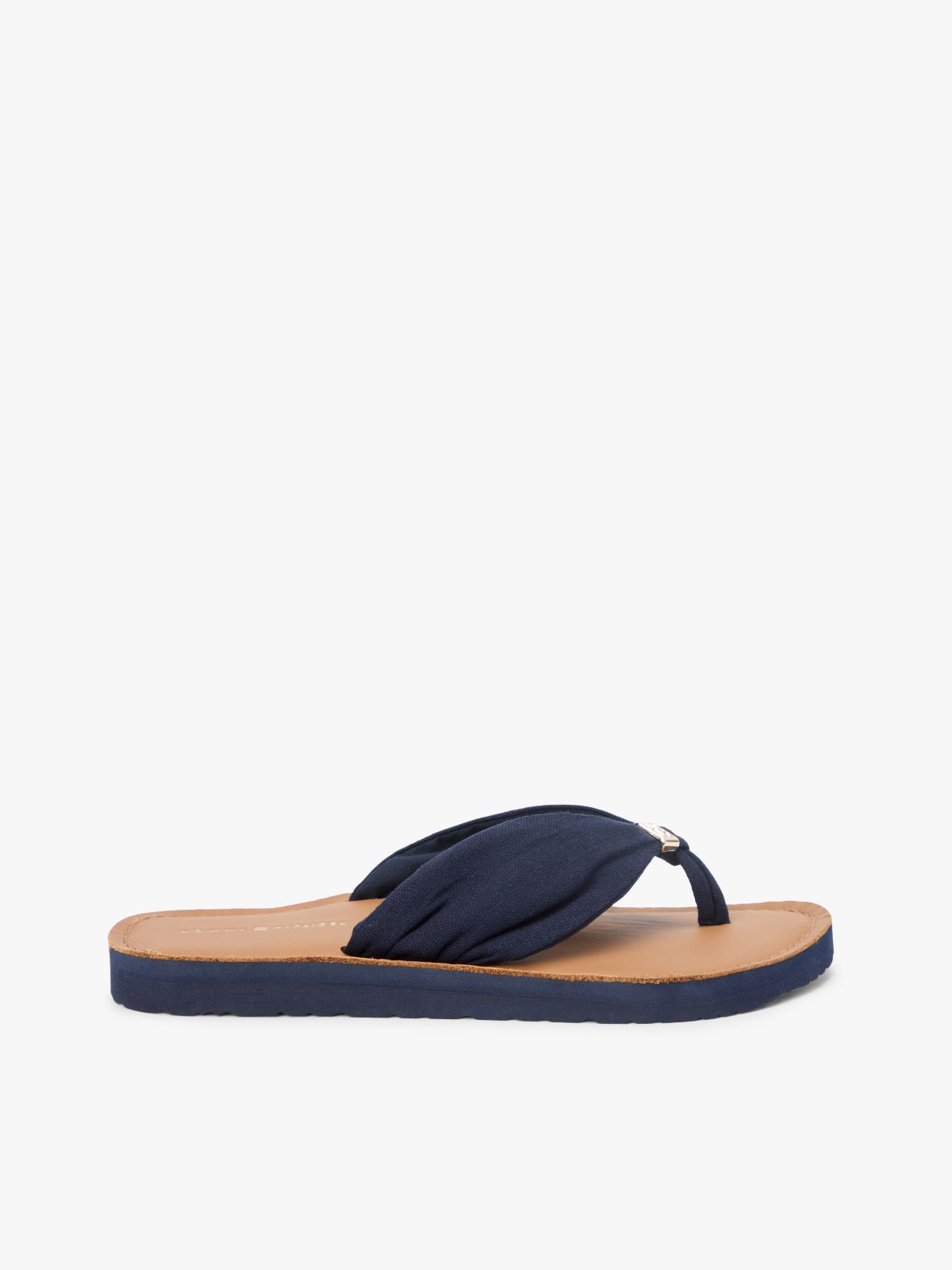 TH Monogram Plaque Hemp Flip-Flops — Blue
