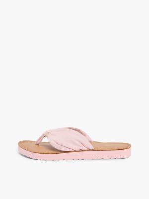 pink th monogram plaque hemp flip-flops for women tommy hilfiger