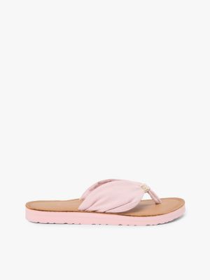 pink th monogram plaque hemp flip-flops for women tommy hilfiger