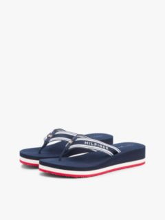 Webbing Strap Signature Wedge Flip-Flops — Blue 2