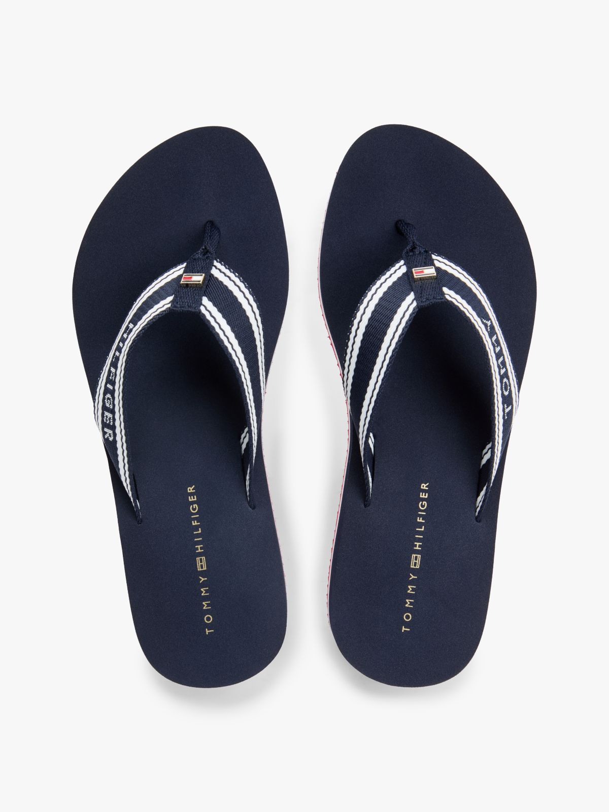 Webbing Strap Signature Wedge Flip-Flops — Blue