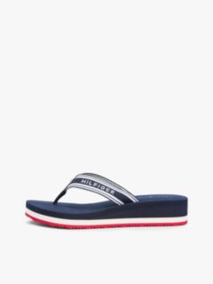 Webbing Strap Signature Wedge Flip-Flops — Blue 7
