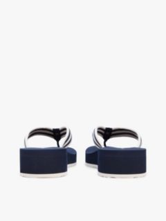 Stripe Webbing Strap Wedge Flip-Flops — Blue 4