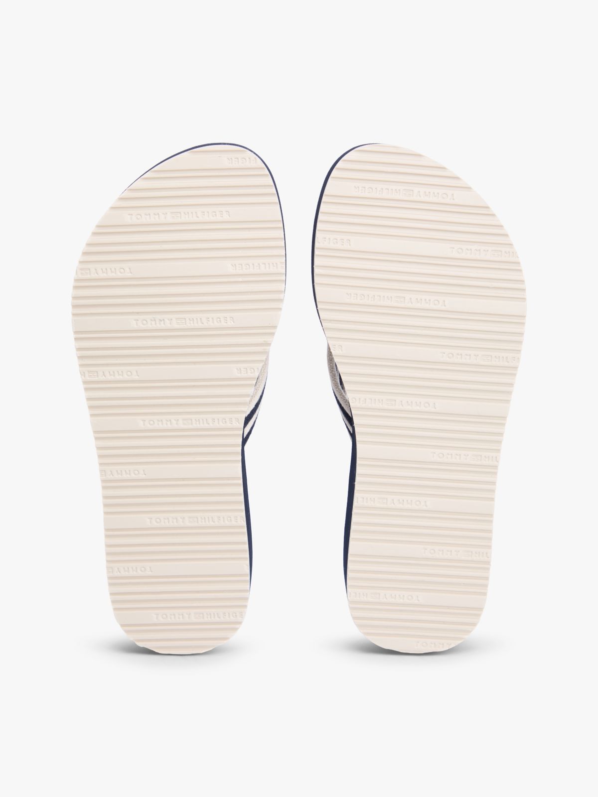 Stripe Webbing Strap Wedge Flip-Flops — Blue