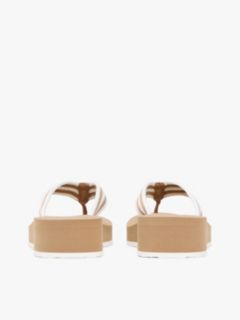 Stripe Webbing Strap Wedge Flip-Flops — Khaki 4