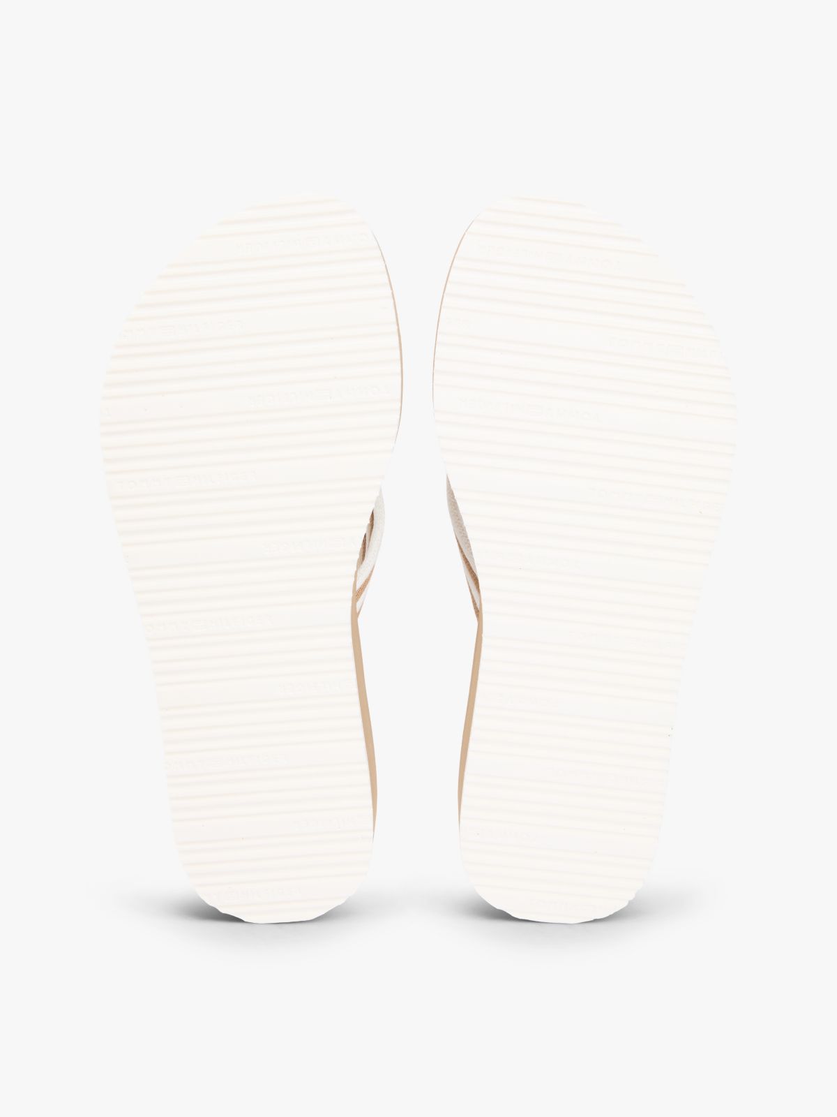 Stripe Webbing Strap Wedge Flip-Flops — Khaki