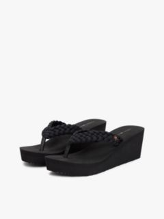 Braided Strap Wedge Flip-Flops — Black 2