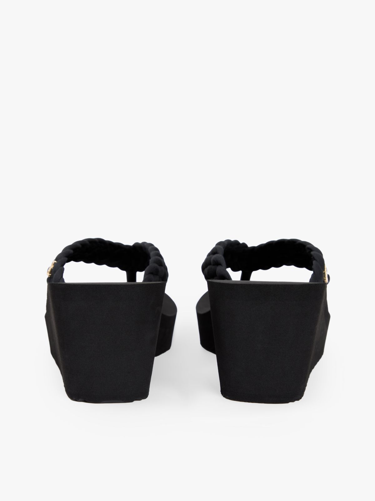 Braided Strap Wedge Flip-Flops — Black