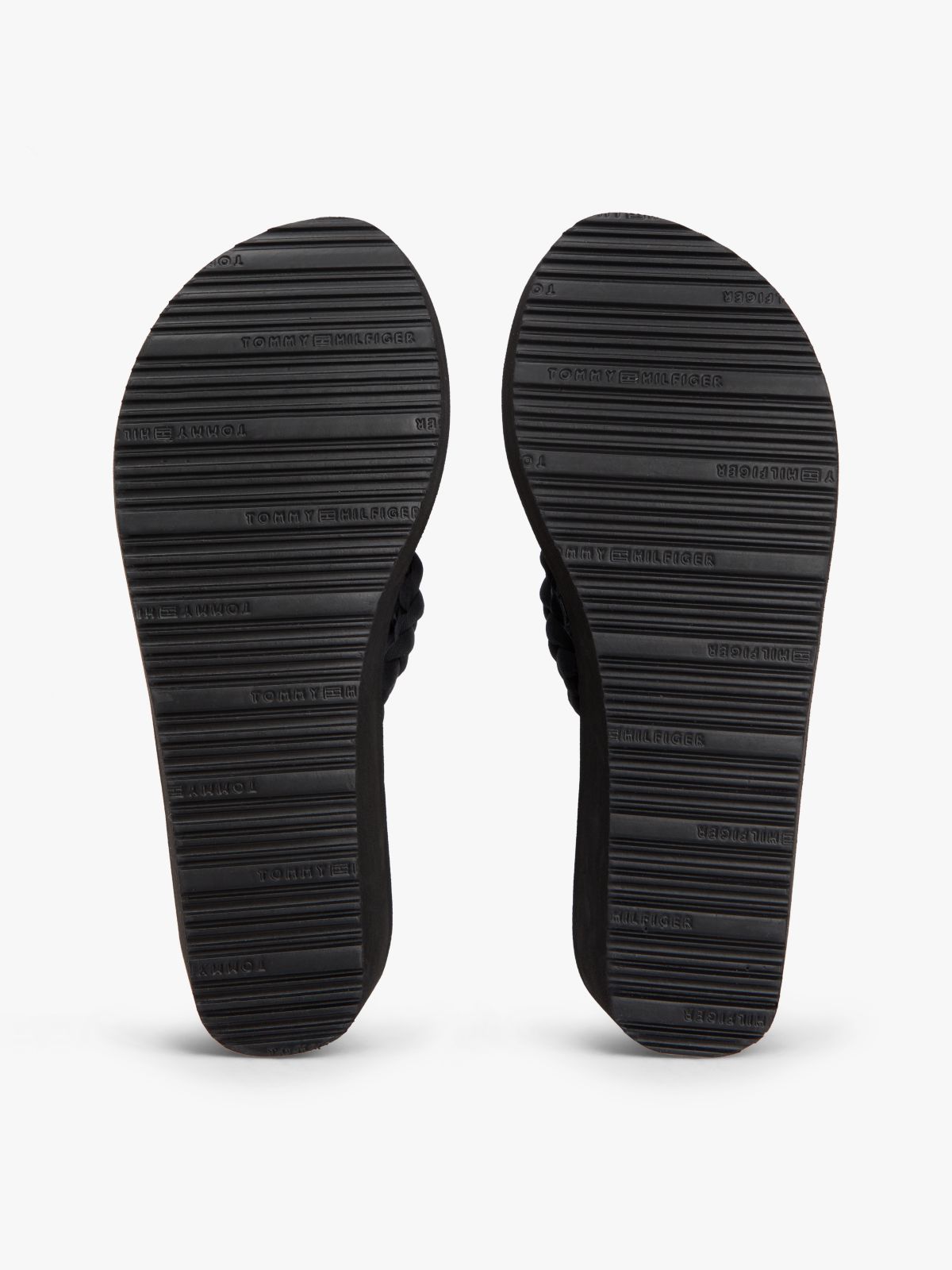 Braided Strap Wedge Flip-Flops — Black