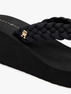 Braided Strap Wedge Flip-Flops — Black 6