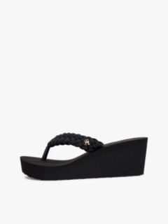 Braided Strap Wedge Flip-Flops — Black 7