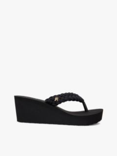 Braided Strap Wedge Flip-Flops — Black 1