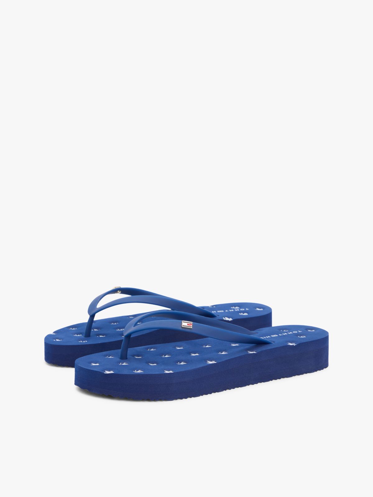 Repeat Logo Platform Flip-Flops — Blue