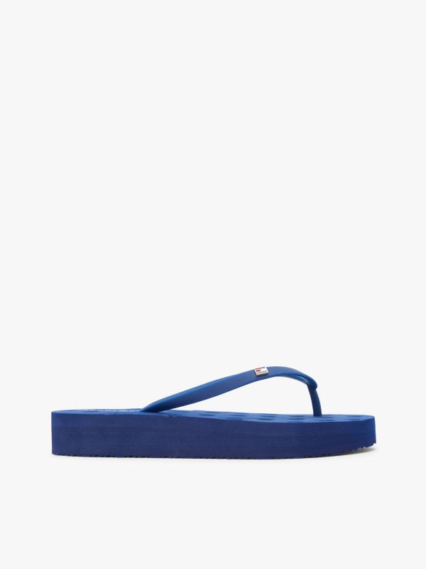 Repeat Logo Platform Flip-Flops — Blue