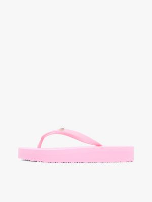 pink repeat logo platform flip-flops for women tommy hilfiger