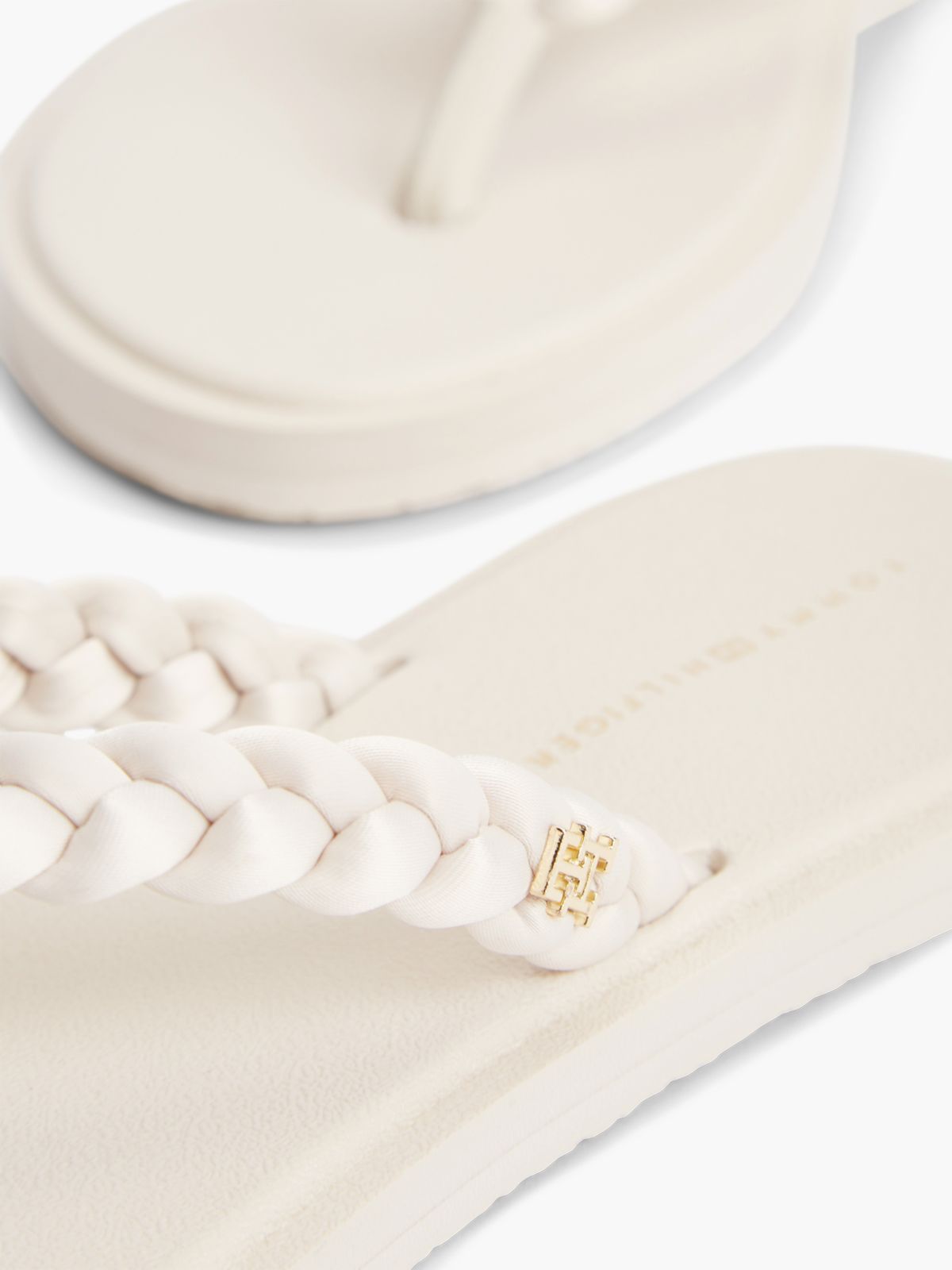 Chic TH Monogram Flip-Flops — Beige