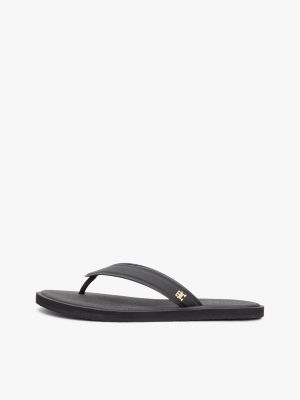 chanclas con monograma th negro de mujeres tommy hilfiger