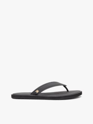 chanclas con monograma th black de mujeres tommy hilfiger