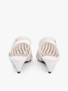Woven Pointed Toe Slingback Heels — Beige 4