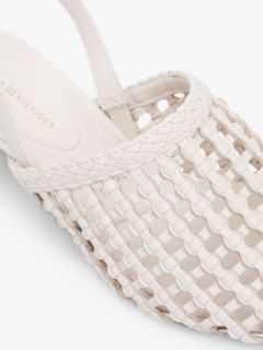 Woven Pointed Toe Slingback Heels — Beige 6
