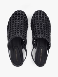 Woven Pointed Toe Slingback Heels — Black 3
