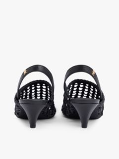 Woven Pointed Toe Slingback Heels — Black 4