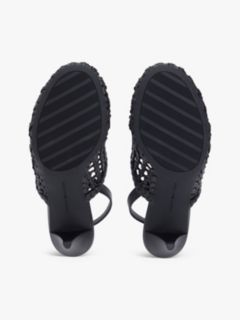 Woven Pointed Toe Slingback Heels — Black 5