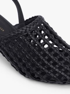 Woven Pointed Toe Slingback Heels — Black 6