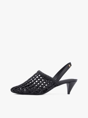 zapatos de tacón destalonados de punta fina negro de mujeres tommy hilfiger