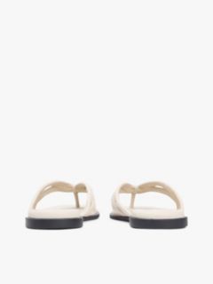 Leather Toe Post Flat Sandals — Beige 4
