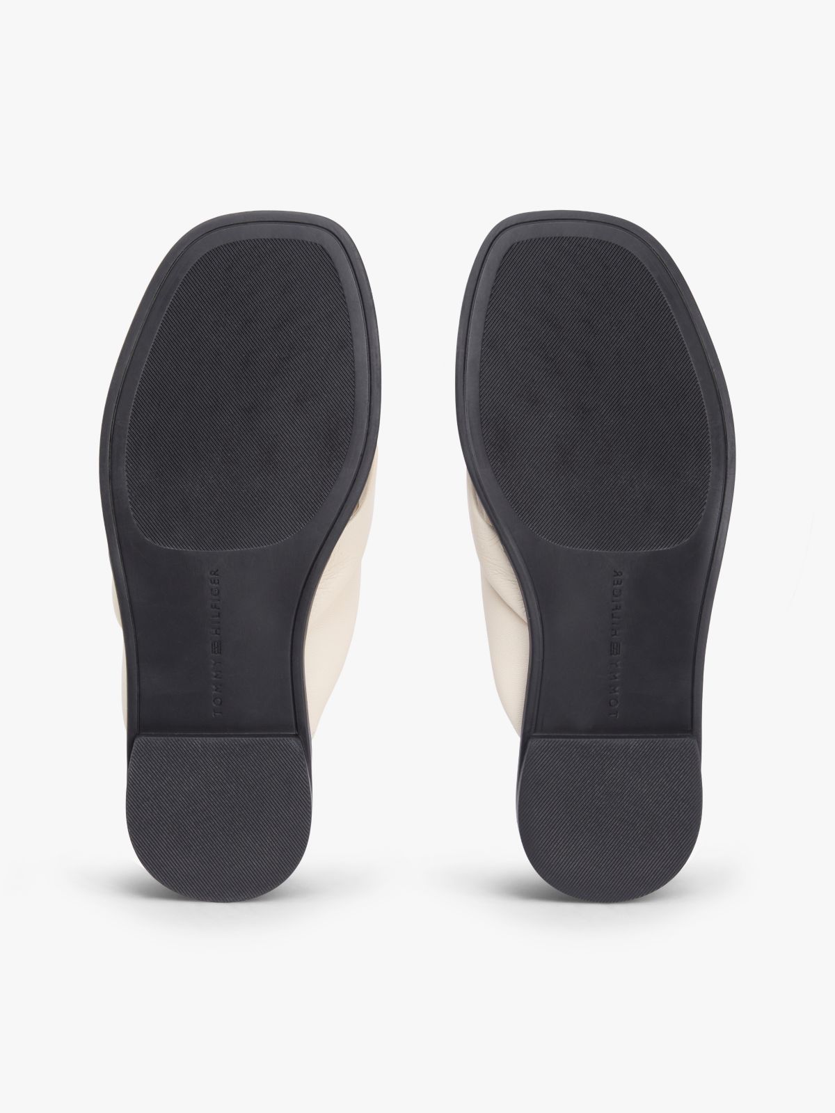 Leather Toe Post Flat Sandals — Beige