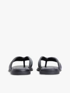 Leather Toe Post Flat Sandals — Black 4