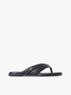 Leather Toe Post Flat Sandals — Black 1
