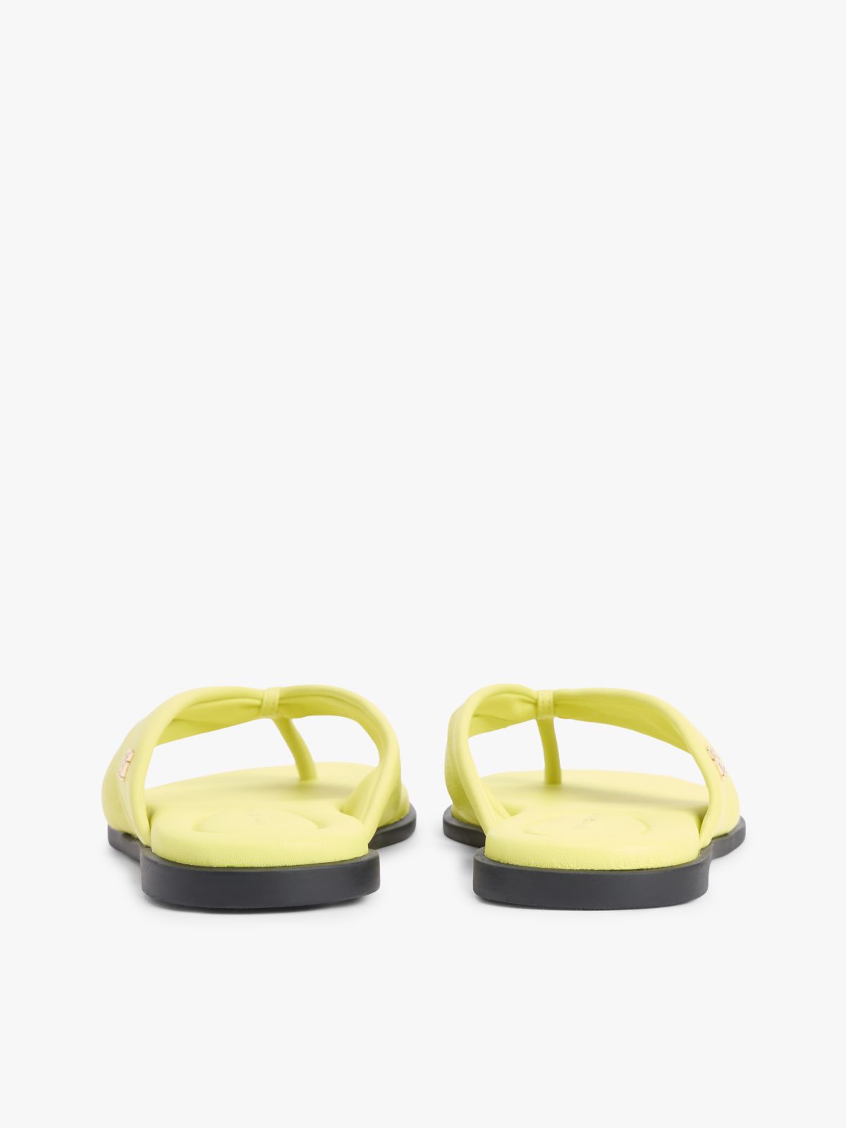 Leather Toe Post Flat Sandals — Green