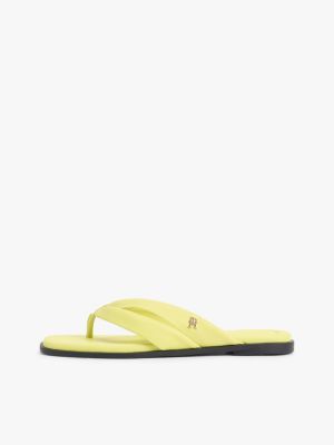 sandalias planas de dedo en piel verde de mujeres tommy hilfiger