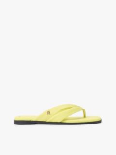Leather Toe Post Flat Sandals — Green 1