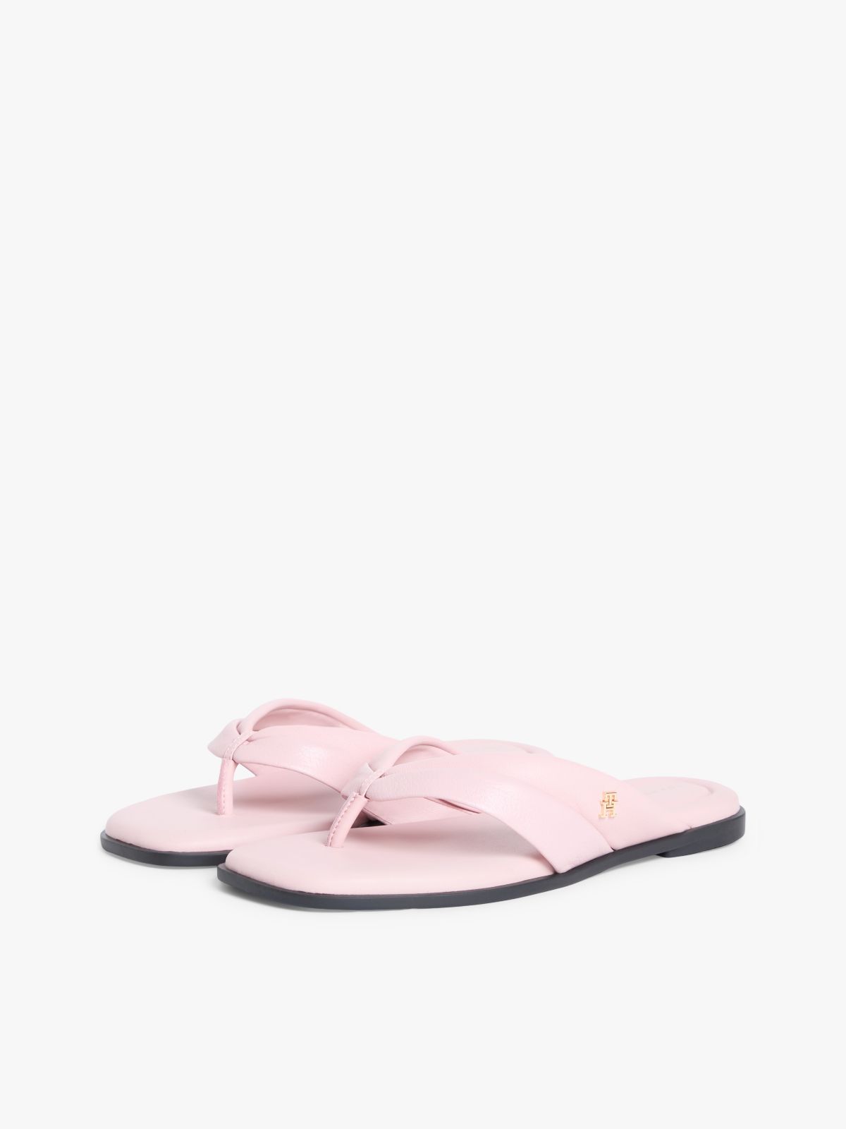 Leather Toe Post Flat Sandals — Pink