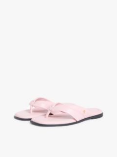 Leather Toe Post Flat Sandals — Pink 2