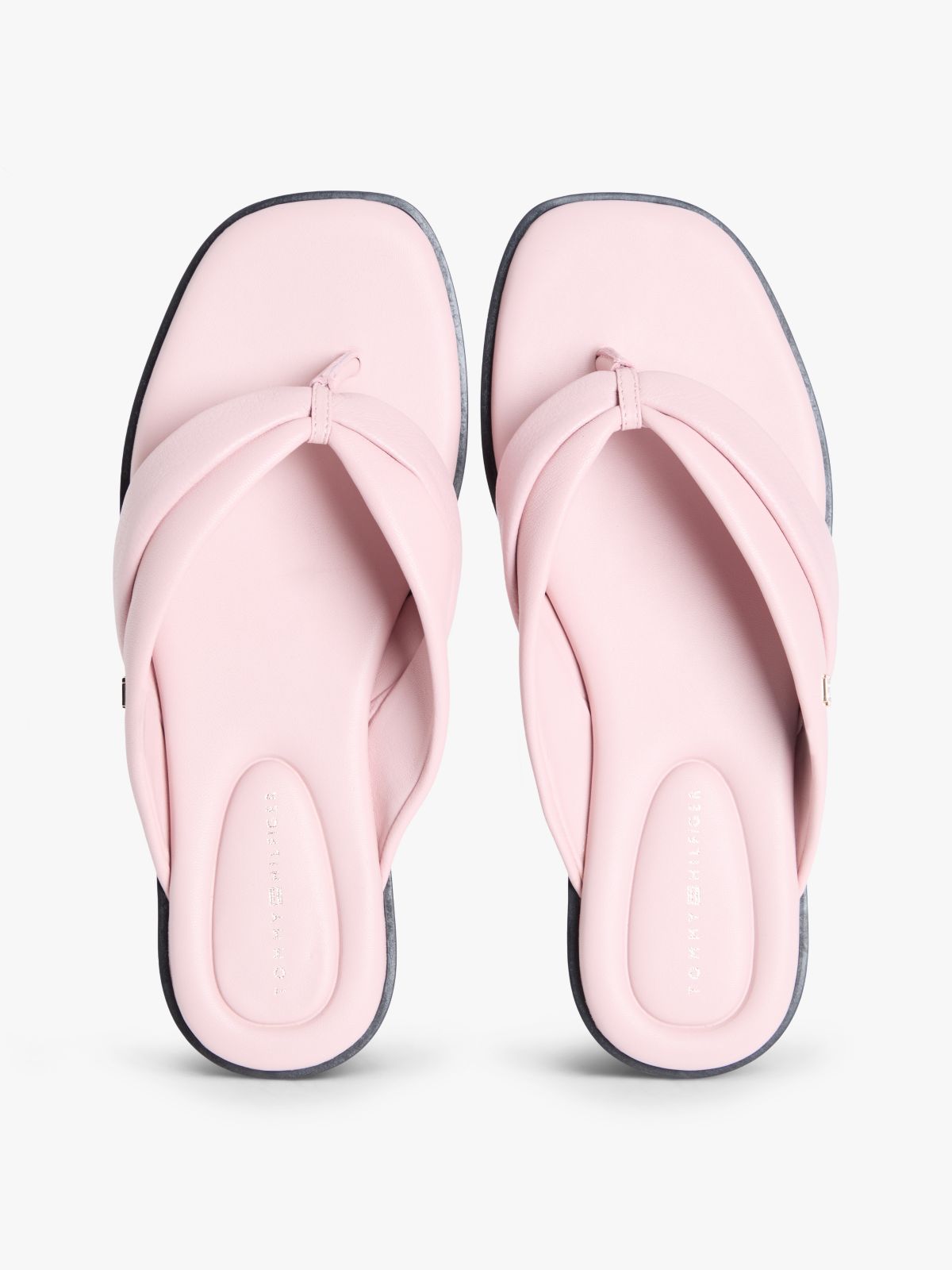 Leather Toe Post Flat Sandals — Pink
