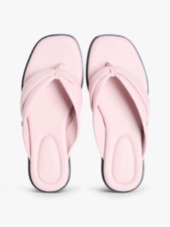 Leather Toe Post Flat Sandals — Pink 3