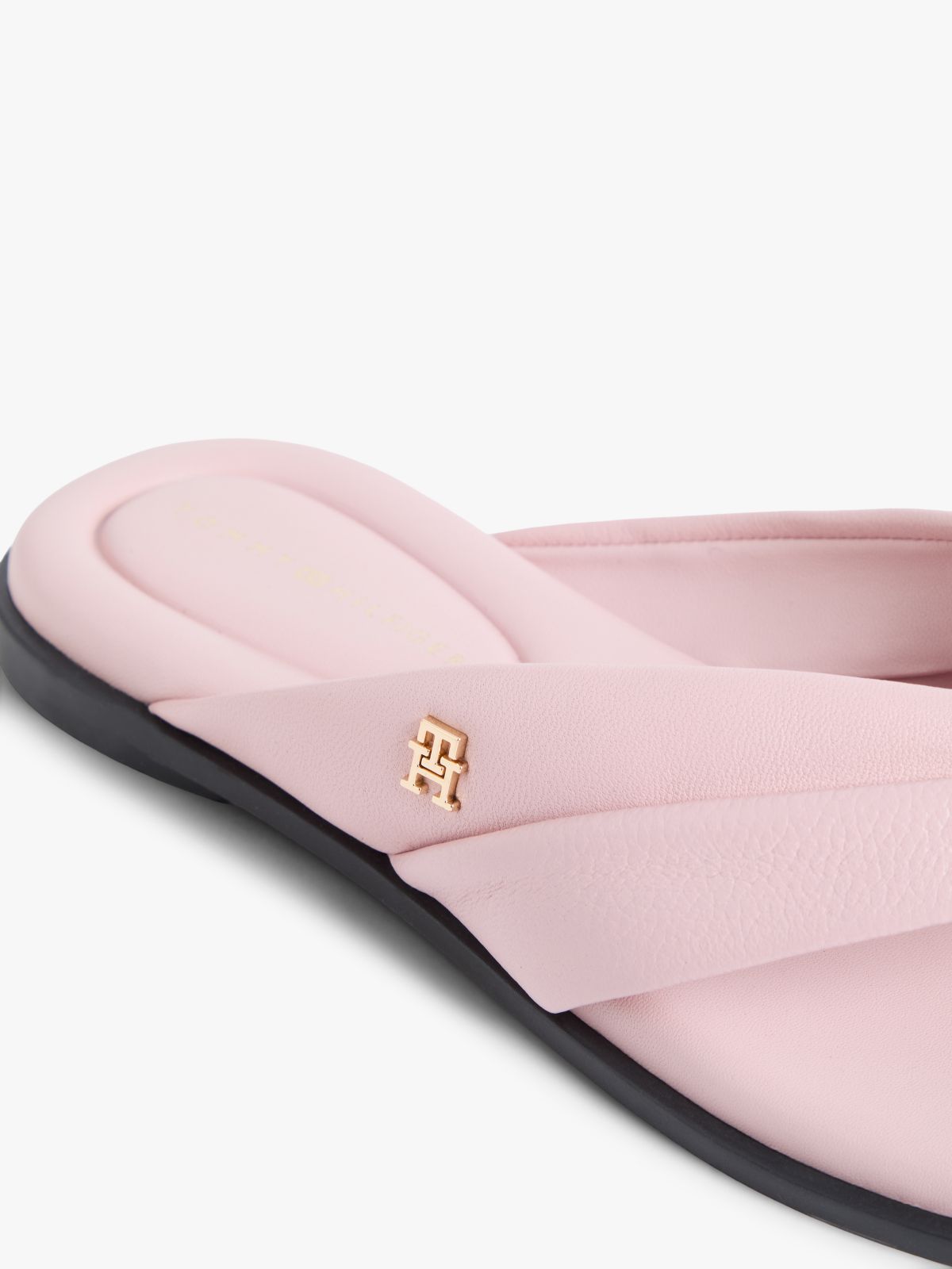 Leather Toe Post Flat Sandals — Pink