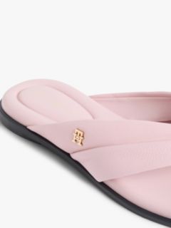 Leather Toe Post Flat Sandals — Pink 6