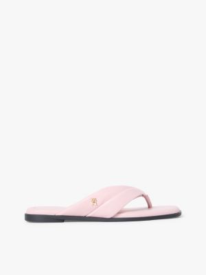 sandalias planas de dedo en piel pink de mujeres tommy hilfiger