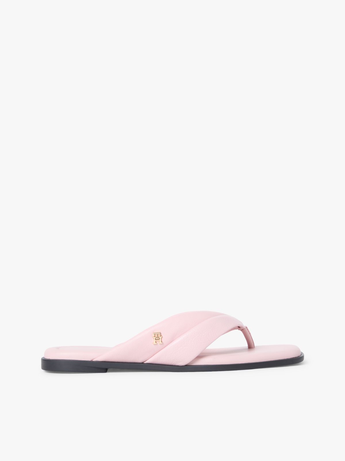 Leather Toe Post Flat Sandals — Pink